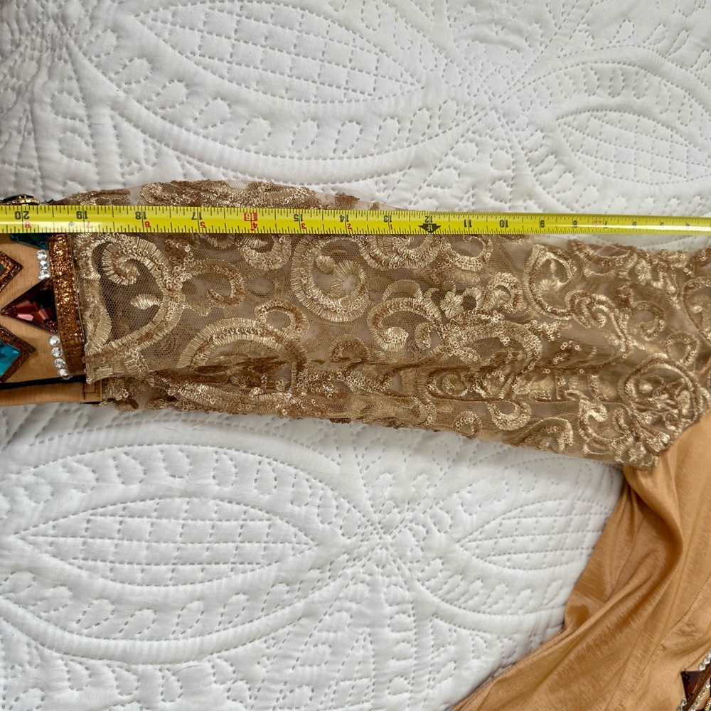 Davlyn Designs Gold and Brown Embellished Reining/Western Riding  Show Shirt - Picture 10 of 10
